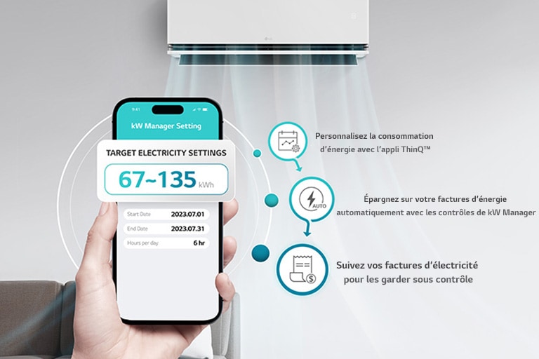 La consommation énergétique du climatiseur peut être utilisée en tant que montant cible pré-établi.