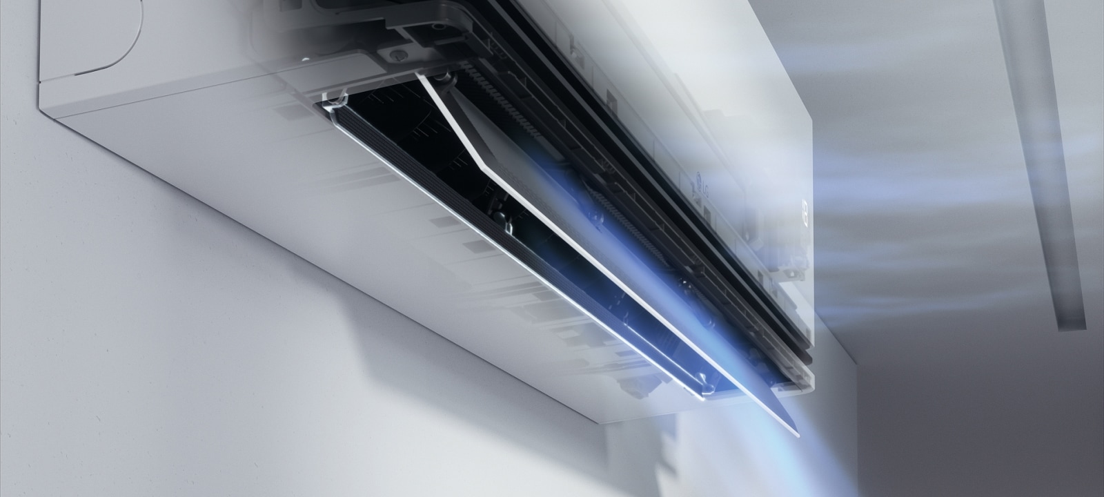 La lamelle inférieure est divisée en deux. La direction du flux d’air varie en fonction de l’angle