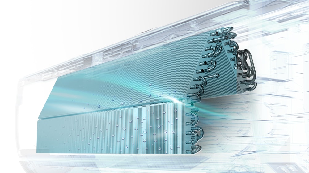 Un échangeur thermique séché par un flux d’air interne.	