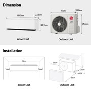 LG 6.6kW, DUALCOOL Deluxe, Climatisation, Dual Inverter HeatPump, design élégant et flux d'air confortable, dimesion image, H24S1D, thumbnail 13