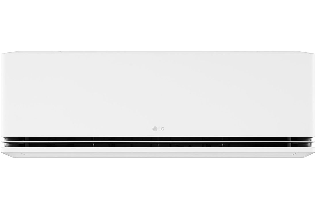 LG Climatiseur 2.5kW DUALCOOL AI Air Premium Single Split, Vue avant d’un climatiseur LG avec l’ailette du bas ouverte, H09S1PA