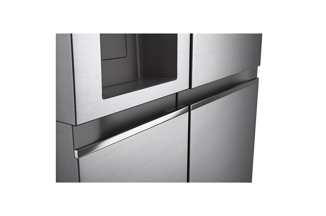 LG 635L capacité | DoorCooling+™ | Distributeur d'eau et de glaçons | Total No Frost | Compresseur Linéare Inverter, vue de face du réfrigérateur ouvert sur les aliments, GSLV70PZTD, thumbnail 3