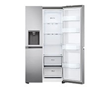 LG 635L capacité | DoorCooling+™ | Distributeur d'eau et de glaçons | Total No Frost | Compresseur Linéare Inverter, Vue de face, ouvert, GSLV70PZTD, thumbnail 10