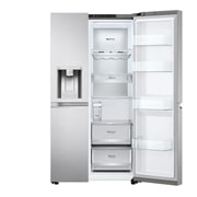 LG 635L capacité | DoorCooling+™ | Moist Balance Crisper | Fresh Balancer™ | Distributeur d'eau et de glaçons avec UVnano™ | Total No Frost | Compresseur Linéare Inverter, vue de face de droite du réfrigérateur ouvert, GSLV91MBAC, thumbnail 11