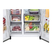 LG 635L capacité | DoorCooling+™ | Moist Balance Crisper | Fresh Balancer™ | Distributeur d'eau et de glaçons avec UVnano™ | Total No Frost | Compresseur Linéare Inverter, vue du bouton caché, GSLV91MBAC, thumbnail 7