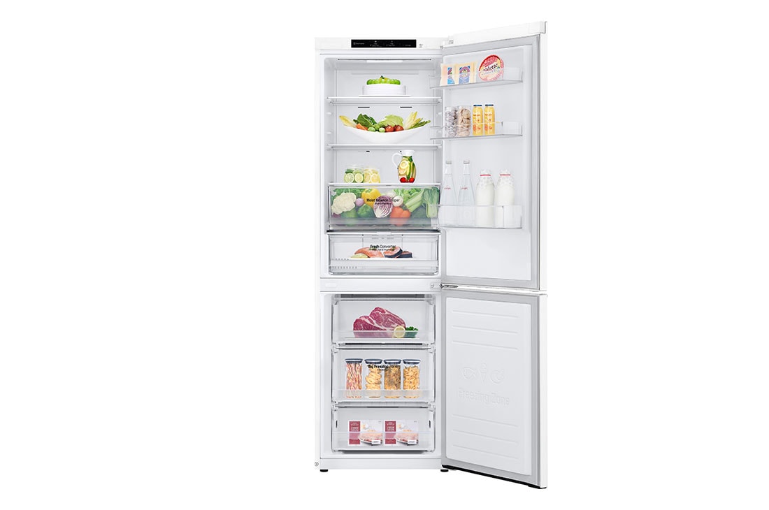 LG 341L capacité| C | DoorCooling+™ | Moist Balance Crisper™ | FRESHConverter™ | Total No Frost | Compresseur Smart Inverter, Vue avant, ouvert, GBB61SWGCN1, thumbnail 2
