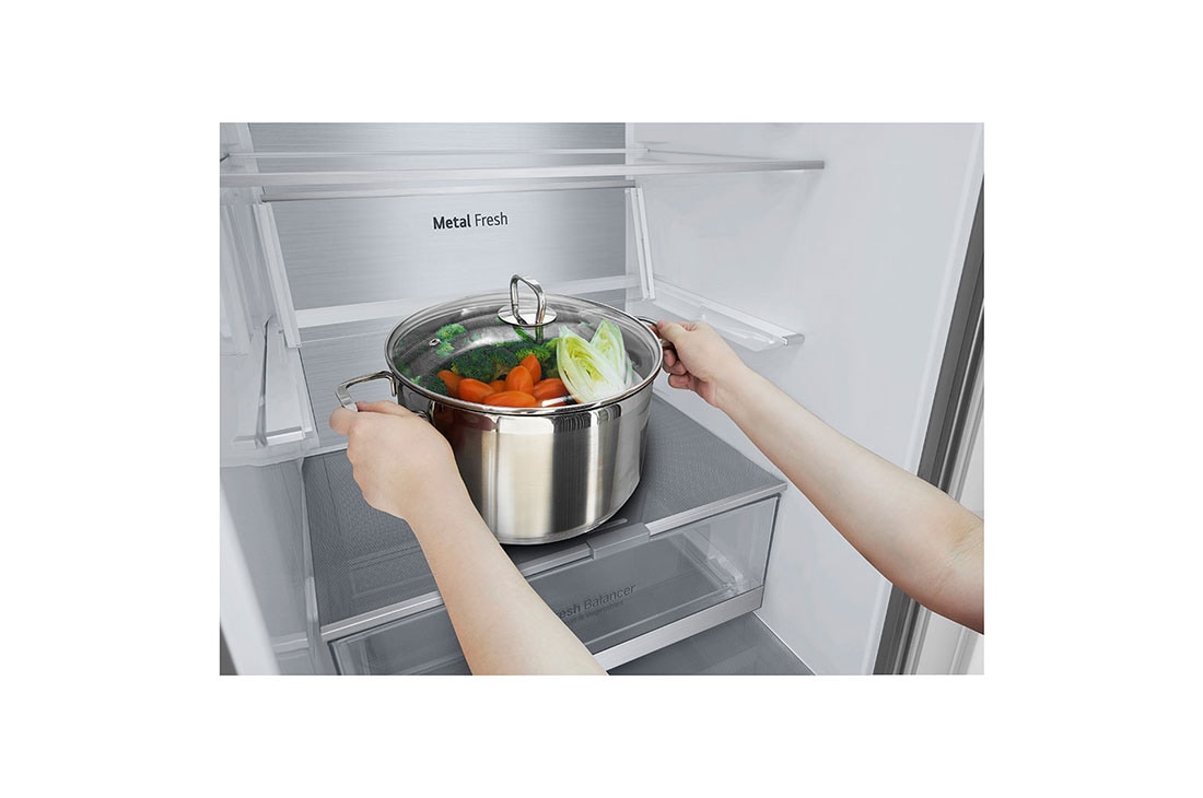 LG Réfrigérateur combiné GBB92MBB3P | 419L capacité | DoorCooling+™ , FoldingShelf with vegetable, GBB92MBB3P, thumbnail 8