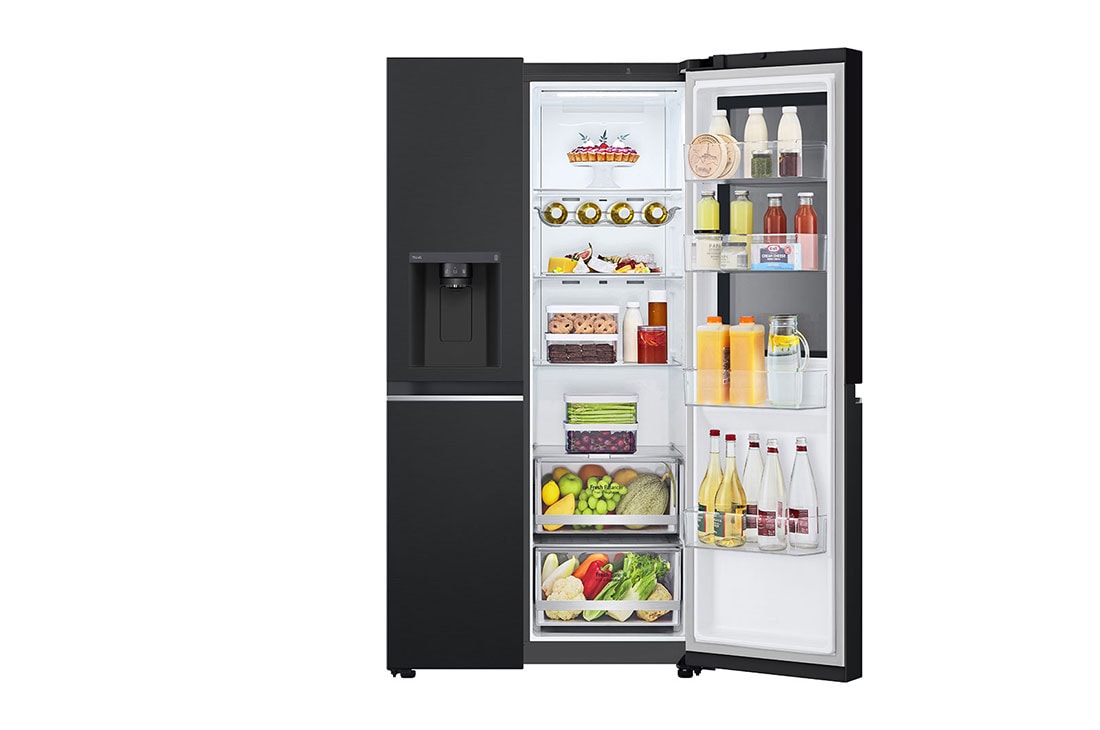 LG Réfrigérateur américain GSGV80EPLD l 635L l InstaView, Front right door open with food, GSGV80EPLD, thumbnail 13