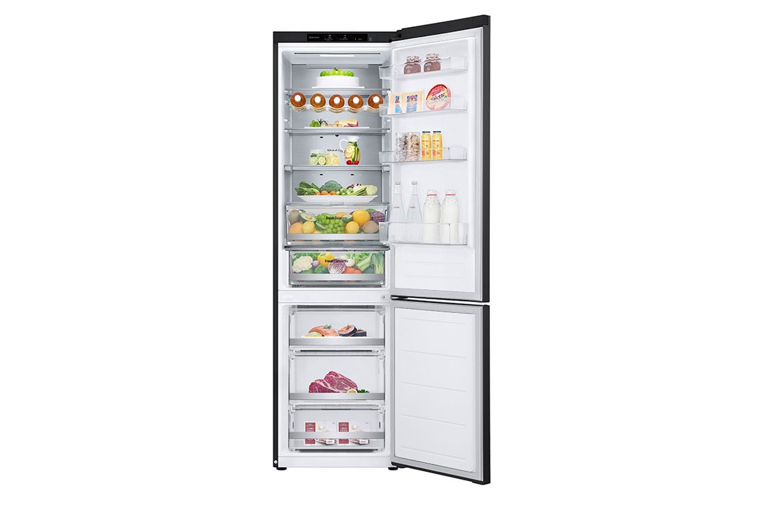LG Réfrigérateur combiné GBV7280AEV | Capacité 387L | FRESHBalancer™, front open with food , GBV7280AEV, thumbnail 2