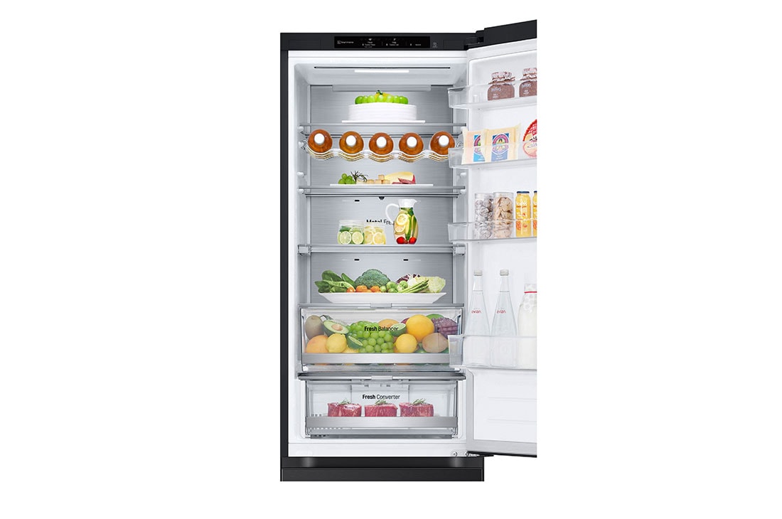 LG Réfrigérateur combiné GBV7280AEV | Capacité 387L | FRESHBalancer™, drawer open with food , GBV7280AEV, thumbnail 5