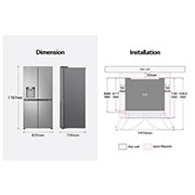LG Réfrigérateur américain GML860PYFE |506L | Linear Cooling™, Dimension, GML860PYFE, thumbnail 15