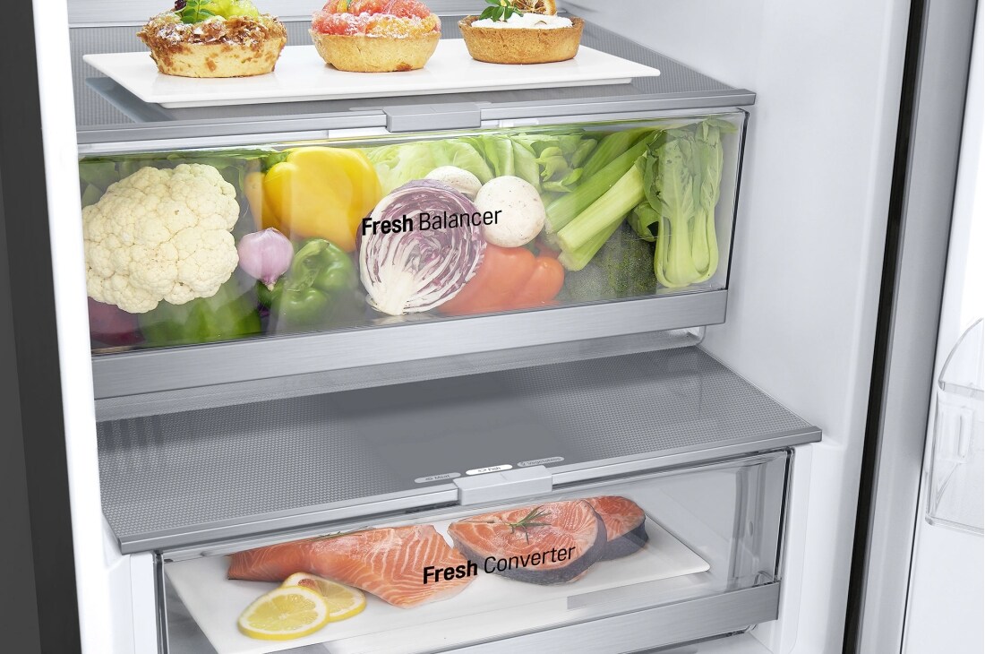 LG Réfrigérateur combiné GBV7280BPY |387L | FRESHBalancer™, Tiroir (rempli avec des aliments), GBV7280BPY, thumbnail 7