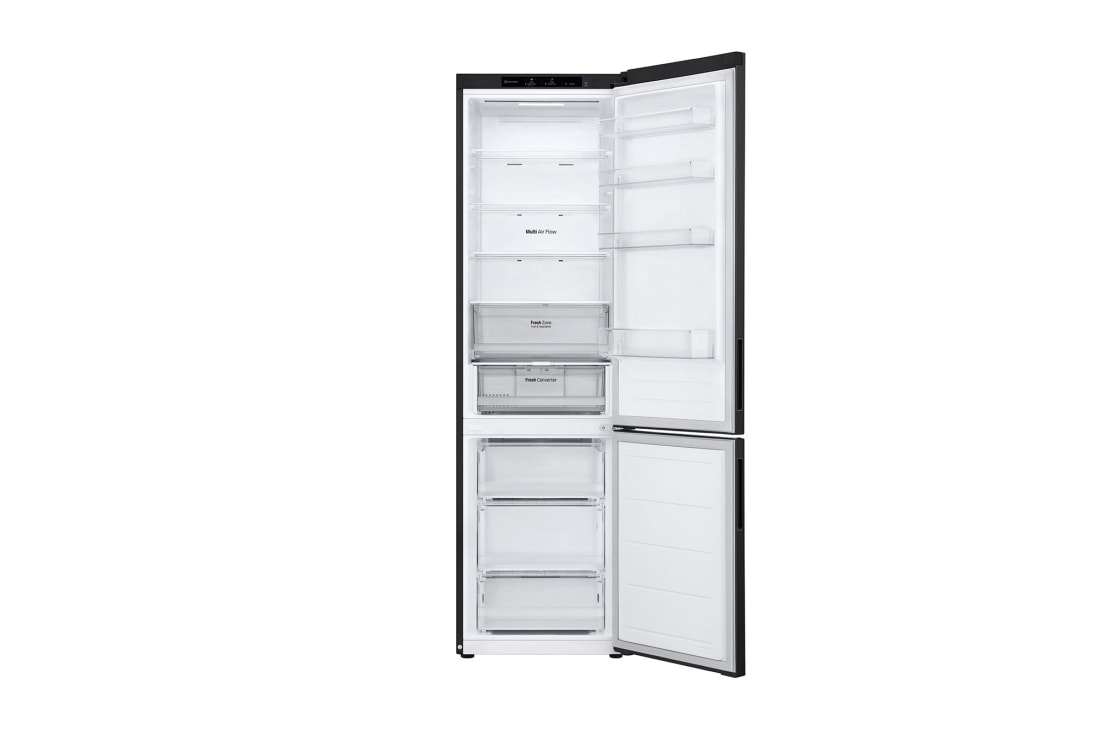 LG 387L Réfrigérateur combiné GBV22NCBEP Noir | Door Cooling | Smart Diagnosis| Fresh Converter , Front double door open without food, GBV22NCBEP, thumbnail 3