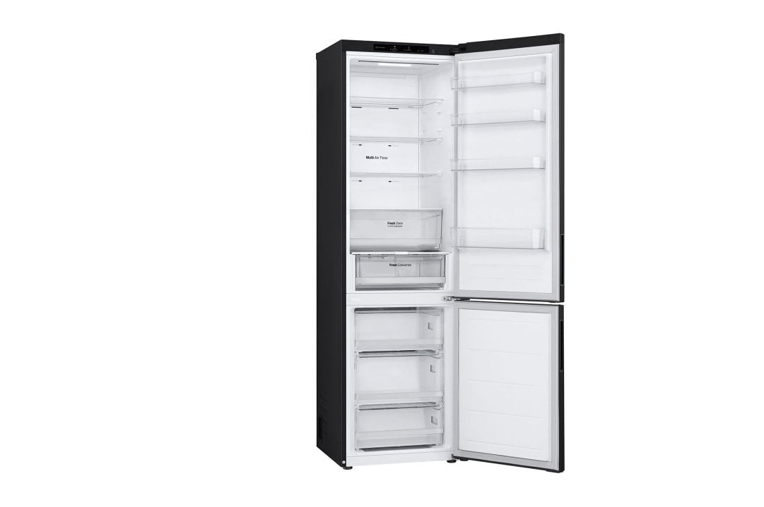 LG 387L Réfrigérateur combiné GBV22NCBEP Noir | Door Cooling | Smart Diagnosis| Fresh Converter , side view without food, GBV22NCBEP, thumbnail 15