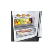 LG 387L Réfrigérateur combiné GBV22NCBEP Noir | Door Cooling | Smart Diagnosis| Fresh Converter , side bottom view with food, GBV22NCBEP, thumbnail 6