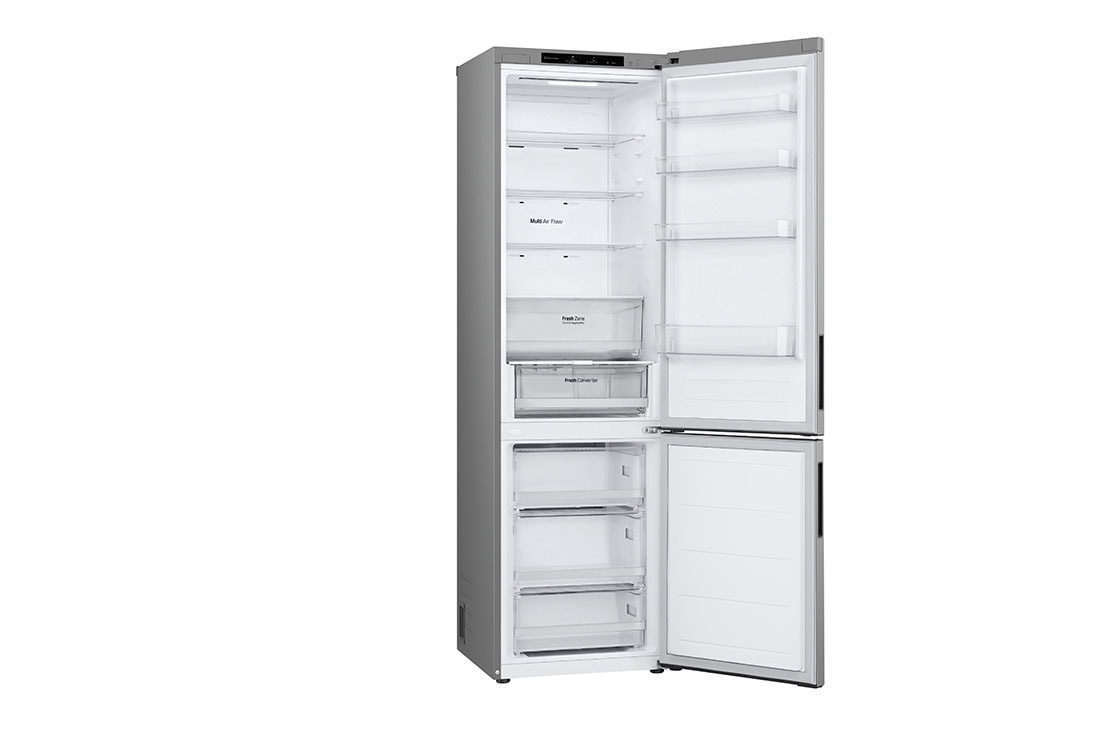 LG 387L Réfrigérateur et congélateur GBV22NCCPY Argent | DoorCooling+™ | FRESHConverter™ | Compresseur Smart Inverter ™ , Left side view all door open without food, GBV22NCCPY, thumbnail 12
