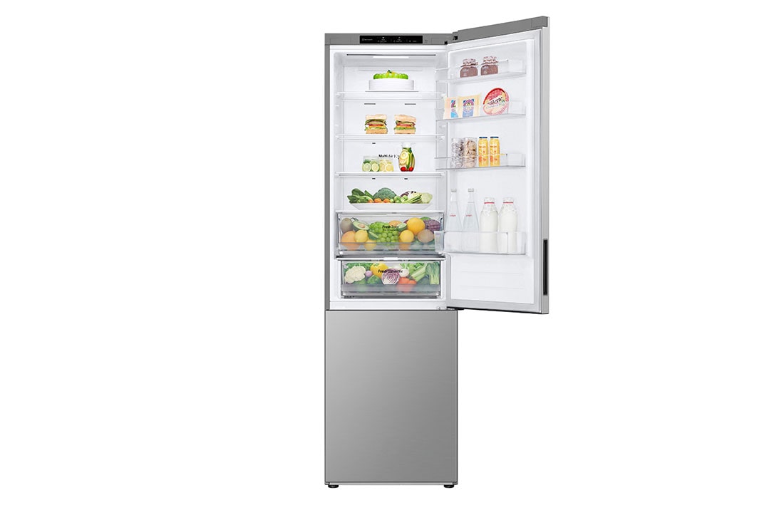 LG  387L Réfrigérateur combiné GBV22NCBPY Argent | Door Cooling | Smart Diagnosis| Fresh Converter, Top door open with food, GBV22NCBPY, thumbnail 13
