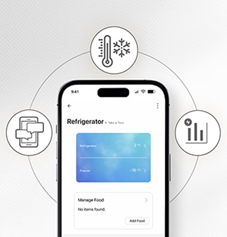 un téléphone portable avec la fonctionnalité LG ThinQ avec trois icônes dessus.