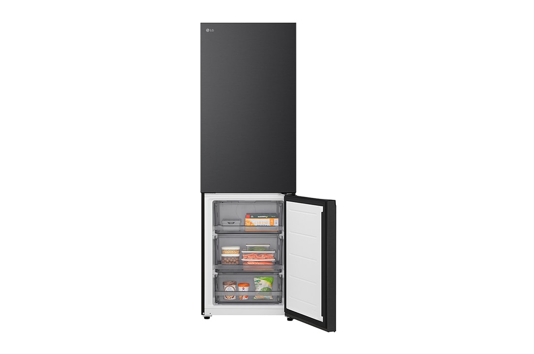 LG Réfrigérateur combiné Noir | NatureFRESH™ | DoorCooling+™ | LinearCooling+™ | LG BE, bottom open view, GBBS312CEV, thumbnail 9