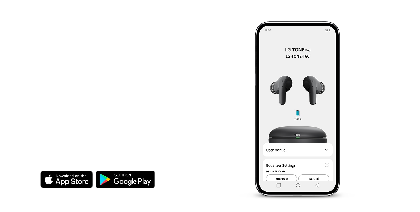 Écran d’un smartphone visualisant l’application TONE Free.