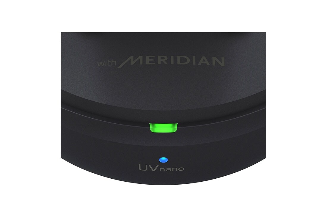 LG TONE Free DFP9 – Plug and Wireless, Écouteurs Bluetooth UVnano True Wireless, La partie avant du socle est en gros plan et l'éclairage de charge est allumé., TONE-DFP9, thumbnail 10