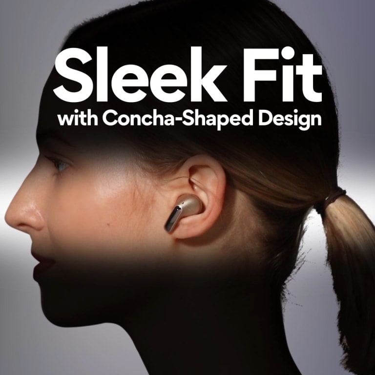 Une vidéo montrant des écouteurs encombrants d’un concurrent portant des coupes qui apparaissent de façon séquentielle, puis qui passent aux images dans lesquelles les coupes TONE Free sont arborées.