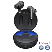 LG TONE Free DFP8 –Active Noise Cancellation amélioré, Écouteurs Bluetooth True Wireless, Image avec écouteurs flottant au-dessus d’un berceau ouvert., TONE-DFP8, thumbnail 1