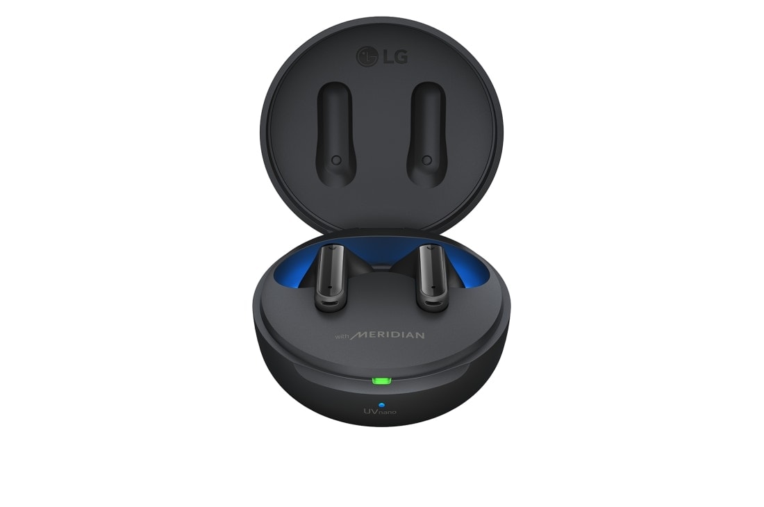 LG TONE Free DFP8 –Active Noise Cancellation amélioré, Écouteurs Bluetooth True Wireless, Une vue de dessus du socle s’affiche avec un éclairage d'ambiance allumé., TONE-DFP8, thumbnail 3