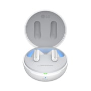 LG TONE Free DFP9W – Plug and Wireless, Écouteurs Bluetooth UVnano True Wireless, Une vue de face du socle s'affiche et les oreillettes flottent., TONE-DFP9W, thumbnail 2