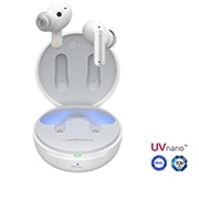 LG TONE Free DFP8W –Active Noise Cancellation amélioré, Écouteurs Bluetooth True Wireless, Image avec écouteurs flottant au-dessus d’un berceau ouvert., TONE-DFP8W, thumbnail 1