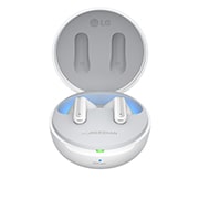 LG TONE Free DFP8W –Active Noise Cancellation amélioré, Écouteurs Bluetooth True Wireless, Une vue de dessus du socle s’affiche avec un éclairage d'ambiance allumé., TONE-DFP8W, thumbnail 3