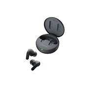 LG TONE Free T90, Le couvercle du boîtier est ouvert et vu du côté droit, les écouteurs étant placés devant., TONE-DT90Q, thumbnail 14