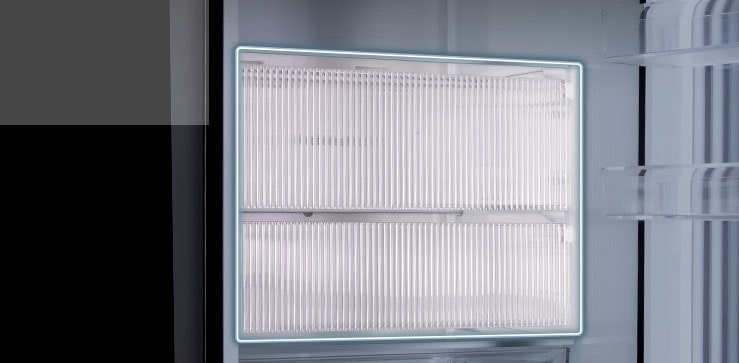 Zone couverture des aliments à l’intérieur du réfrigérateur.