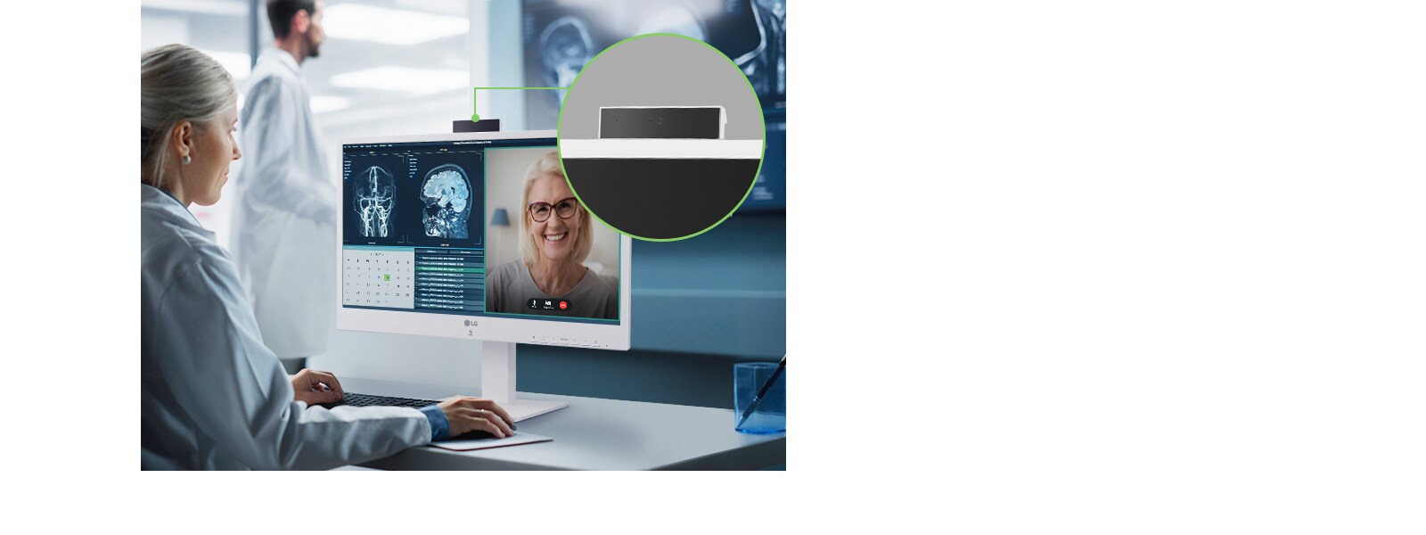 La webcam Full HD intégrée push-pull permet les soins médicaux à distance et les vidéoconférences.