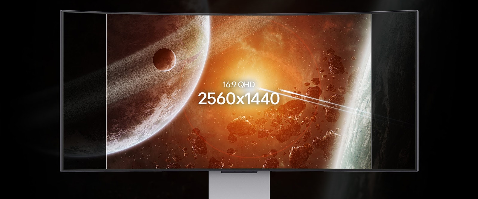 L’affichage passe de QHD à WQHD sur cette animation du moniteur.