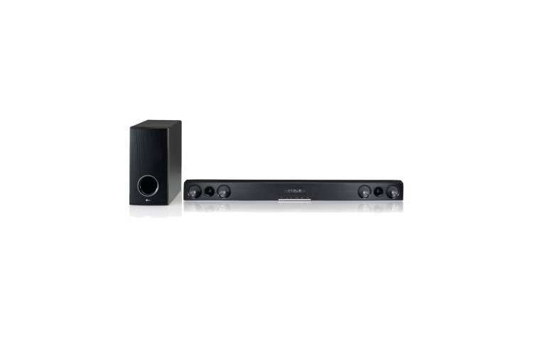 LG Speaker Bar avec une puissance de 280W (2.1Ch), Wall-mount, Caisson de basses actif sans fil, Lecture du disque dur externe et USB Plus, HLS36W