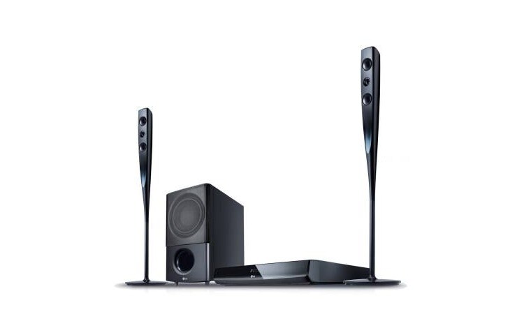 LG Système DVD Home Theater avec haut parleurs au design de verres de Champagne, 1080p Full HD Up-scaling, iPhone Playback, USB Recording, HT564DG