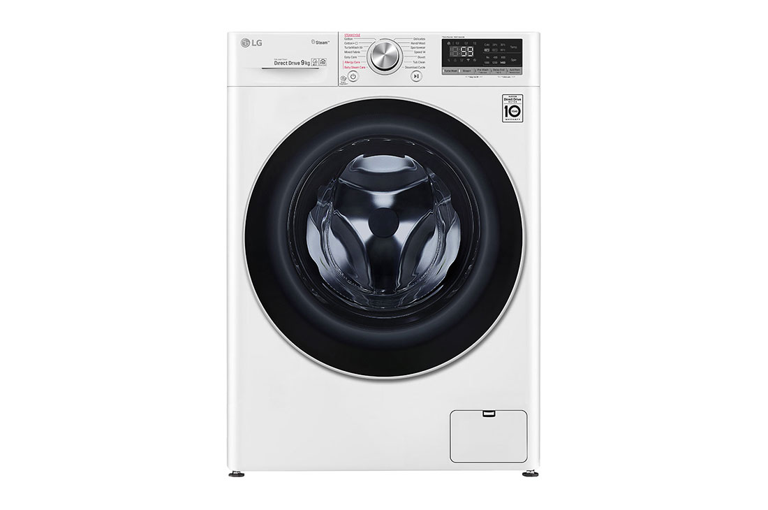 LG Lavage en 59 minutes avec TurboWash | Moteur intelligent reconnaît votre linge | D  | 9 kg | Moins d’allergènes grâce à la vapeur, F4WN709S1