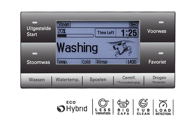 LG 12kg, classe à laver A, classe centrifuge A, 6 motion, le linge est toujours propre, display digital LED, Standby: Zero Power, F1612WD, thumbnail 3