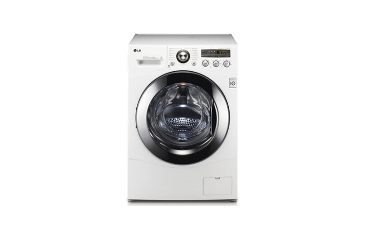 LG 8kg, 6 Motion, classe à laver A, classe centrifuge A, pas de consommation d'énergie en standby, couleur hublot chrome, grande lessive/couettes de lit, un lavage et un essorage silencieux, F168PR2D