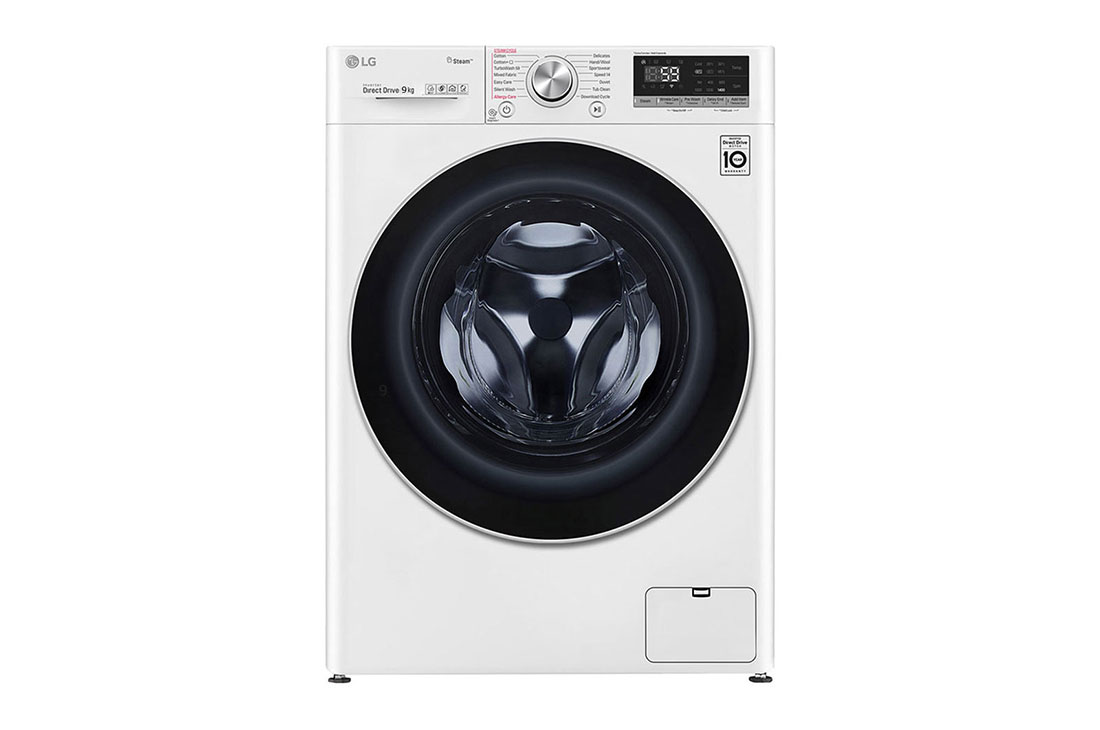 LG Lavage optimale en 39 minutes | Moteur IA intelligent reconnaît votre linge | 9 kg | TurboWash 360 |TWINWash™ compatible | Moins de repassage grâce à la vapeur, F4WV909P2