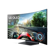 LG OLED Flex, Flex orienté vers la gauche et vu de face, depuis un angle de 45 degrés avec l’écran complètement incurvé., 42LX3Q6LA, thumbnail 1
