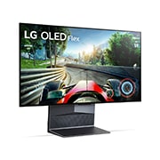 LG OLED Flex, Flex orienté vers la droite et vu de face, depuis un angle de 45 degrés avec la hauteur de l’écran plat fortement ajustée., 42LX3Q6LA, thumbnail 3