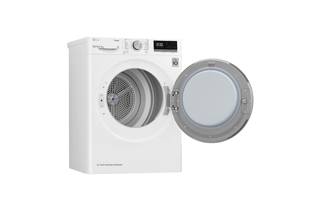 LG Sèche-Linge RH80V5AV0N Capacité 8kg| DUAL Inverter Heatpump, right side view with door open , RH80V5AV0N, thumbnail 9