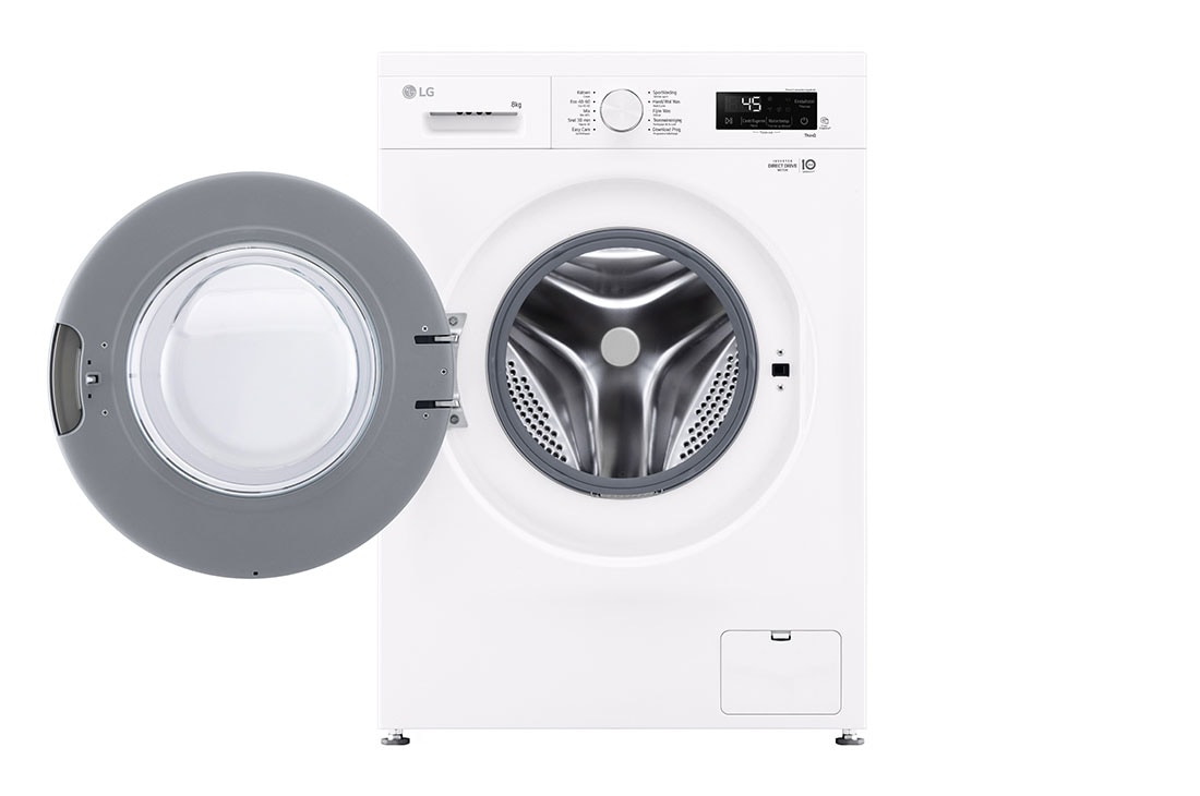 LG Lave-linge  F4X1008NWH  | 8 kg | Classe énergétique A, Front view with door open , F4X1008NWH, thumbnail 2