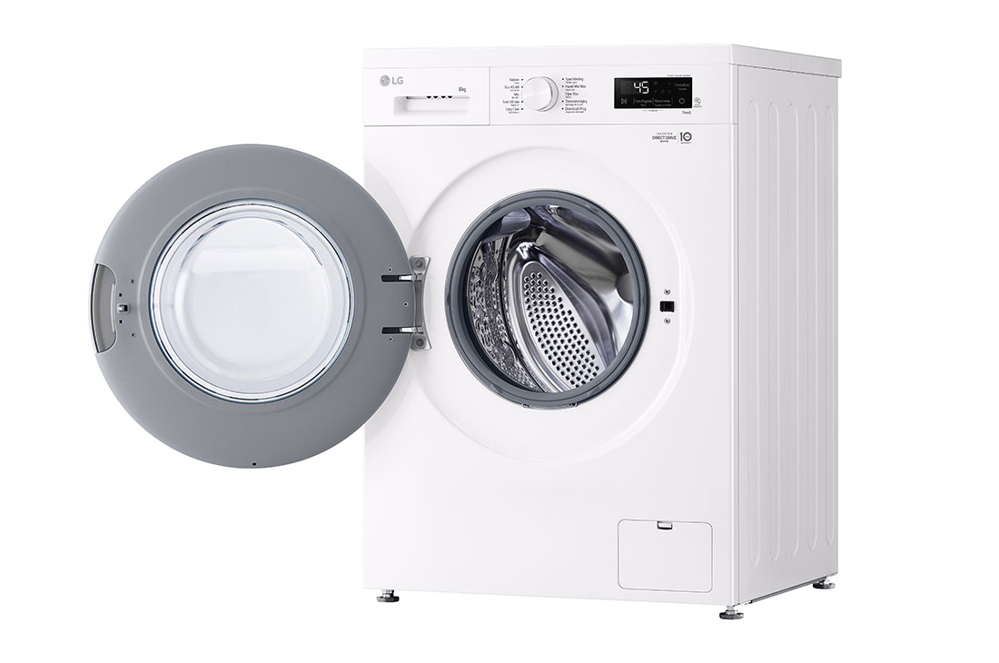 LG Lave-linge  F4X1008NWH  | 8 kg | Classe énergétique A, left side view with door open , F4X1008NWH, thumbnail 9