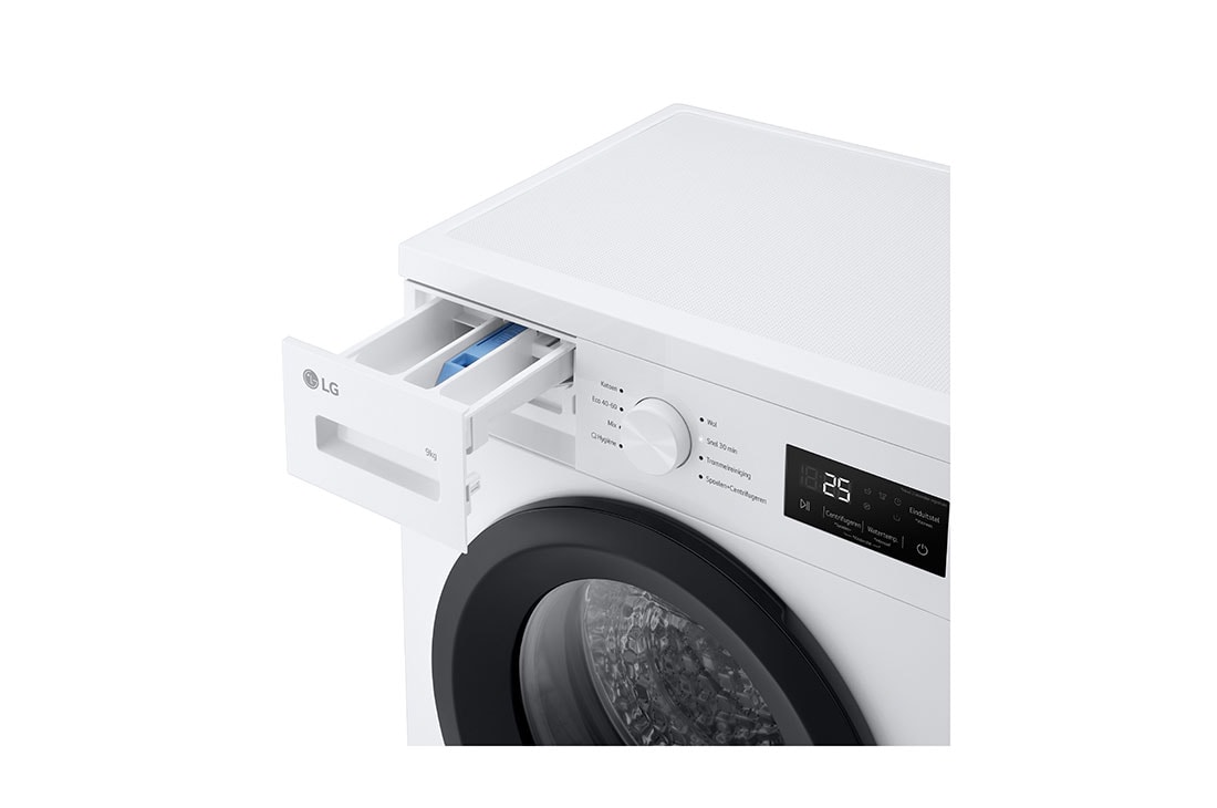 LG Lave-linge 9kg F4A1009NWK Blanc | AI DD™ | Steam+™ | TurboWash™ | 6 Motion DD , detergrnt port side view, F4A1009NWK, thumbnail 14
