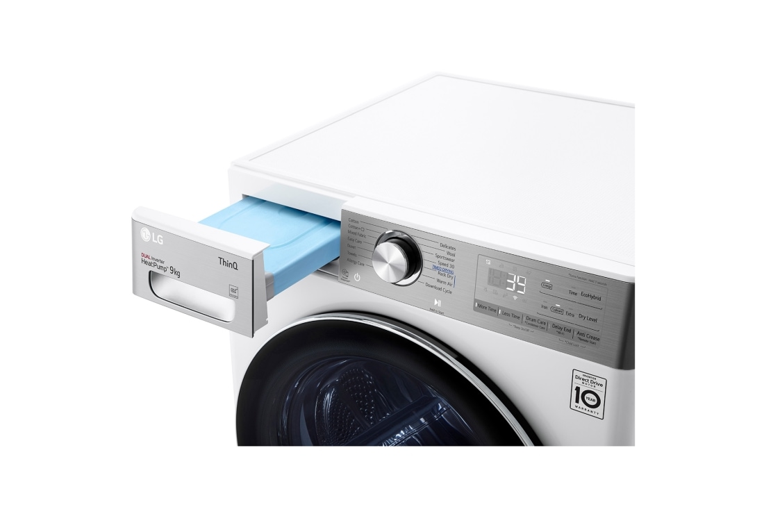 LG 9kg Sèche-linge RH90V9AV2QR Blanc | 6 Motion DD | ThinQ | Condenseur autonettoyant, Afficher le détail, RH90V9AV2QR, thumbnail 8