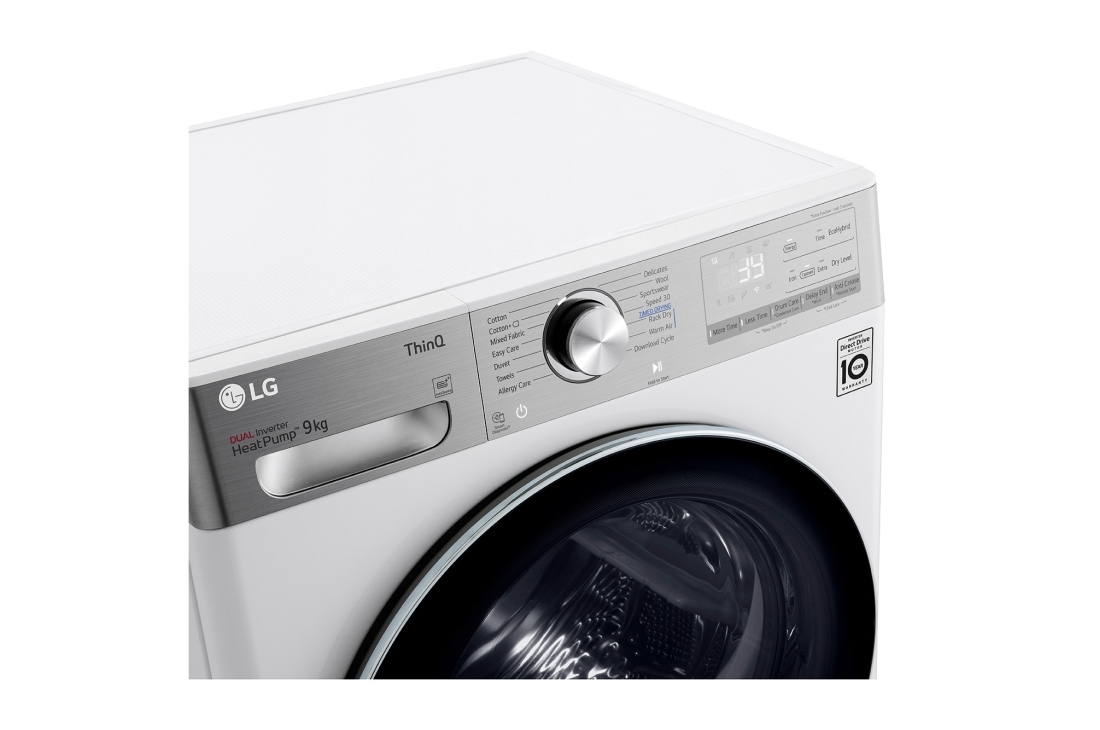 LG 9kg Sèche-linge RH90V9AV2QR Blanc | 6 Motion DD | ThinQ | Condenseur autonettoyant, Afficher le détail, RH90V9AV2QR, thumbnail 9
