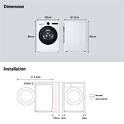 LG 11kg lave-linge  F4WX851Y blanc | AI DD™ | AI Wash | ezDispense™  , dimention, F4WX851Y, thumbnail 14